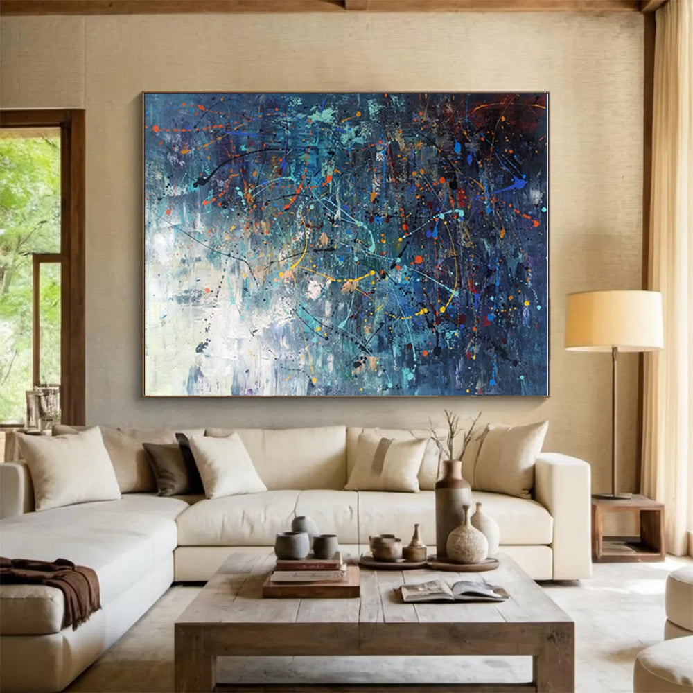 Unique Abstract Art Multicolor Splatter Abstract, Large Contemporary Wall Art HS243