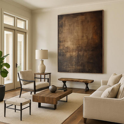 Minimalist Canvas Art Brown Textured Abstract Art HS623