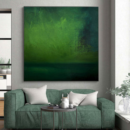 Handmade Art Unique Abstract Art with Shades of Green, Dark Teal Textures - Acrylic Modern Art Painting HS529