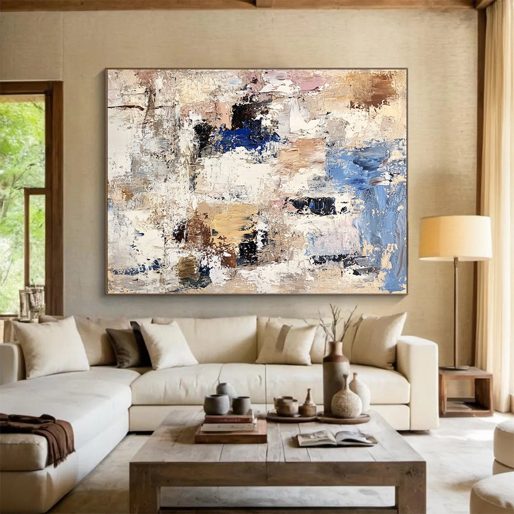 Large Contemporary Wall Art Multicolor Abstract Textured Painting For Sale HS147