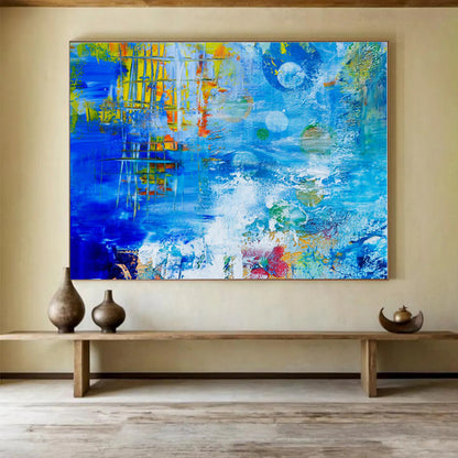 Big Size Blue, Yellow and Red Abstract Surreal Painting WB105