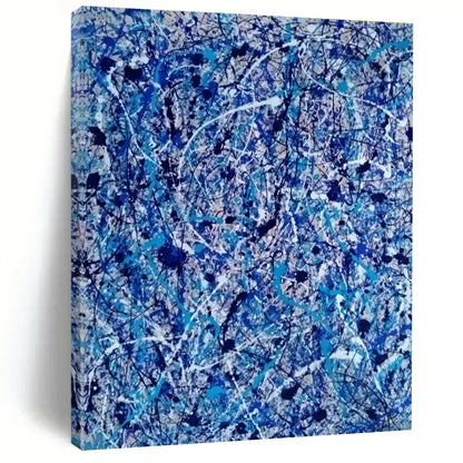 Cool Abstract Paintings Blue, White, and Black Splatter Abstract Art HS605