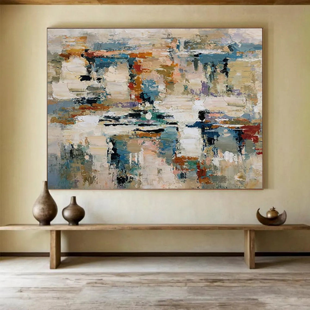 Oversized Canvas Art Multicolor Abstract Textured Composition, Abstract Acrylic Painting WB172
