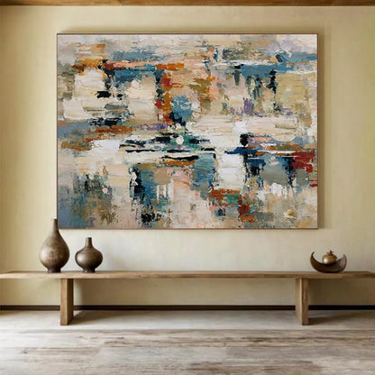 Oversized Canvas Art Multicolor Abstract Textured Composition, Abstract Acrylic Painting WB172