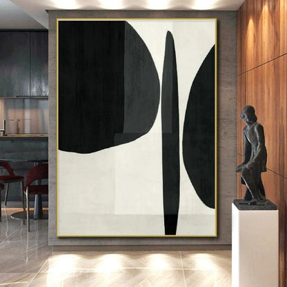 Minimalist Canvas Art Black and White Geometric Abstract Painting On Canvas HS781