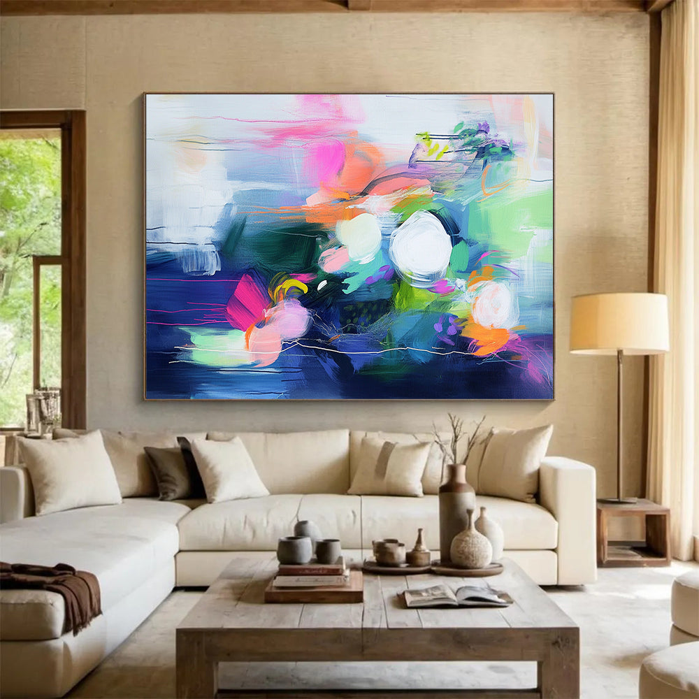 Unique Abstract Art Multicolor Abstract Floral Painting For Sale HS166