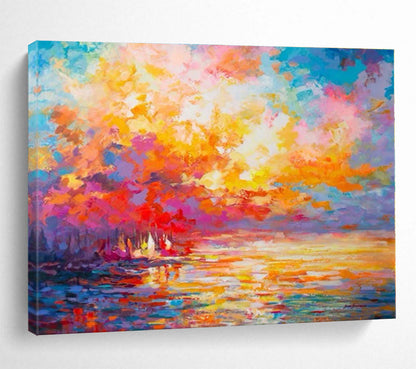 Huge Size Multicolor Sunset Landscape Abstract Painting WB100