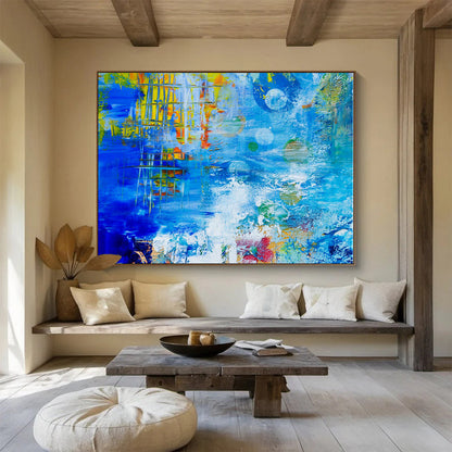 Big Size Blue, Yellow and Red Abstract Surreal Painting WB105