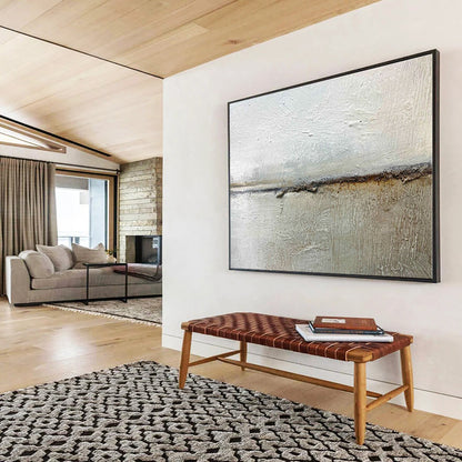 Big Size White and Brown Abstract Textured Painting WB131