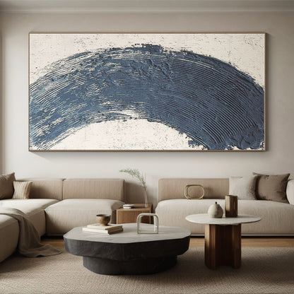 Hand Painted Art Navy & Beige Textured Abstract, Acrylic Modern Art Paintings HS445