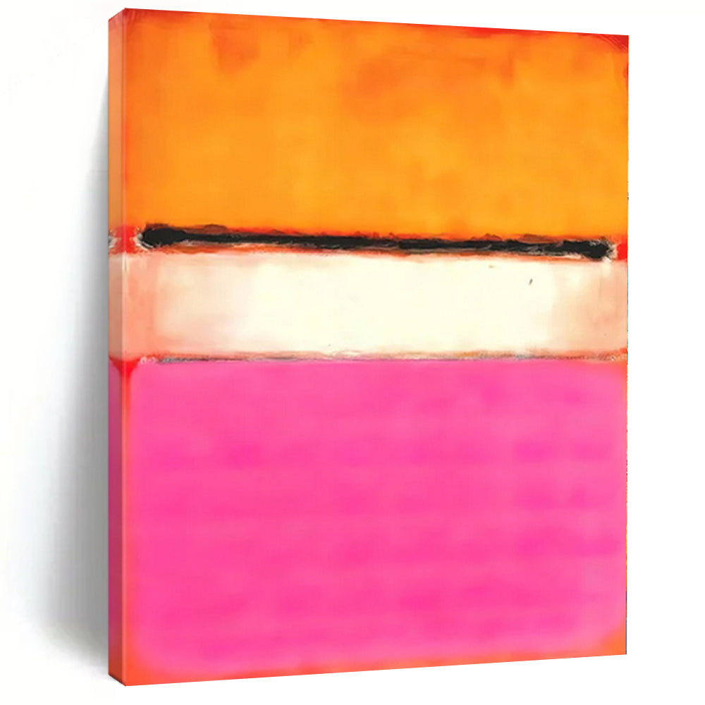 Unique Abstract Art Orange, White, and Pink Abstract Color Field Painting For Sale HS103