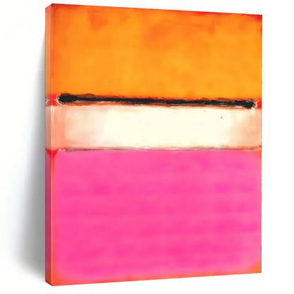 Unique Abstract Art Orange, White, and Pink Abstract Color Field Painting For Sale HS103
