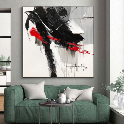 Cool Abstract Paintings Black, White, and Red Dynamic Abstract Painting On Canvas HS793