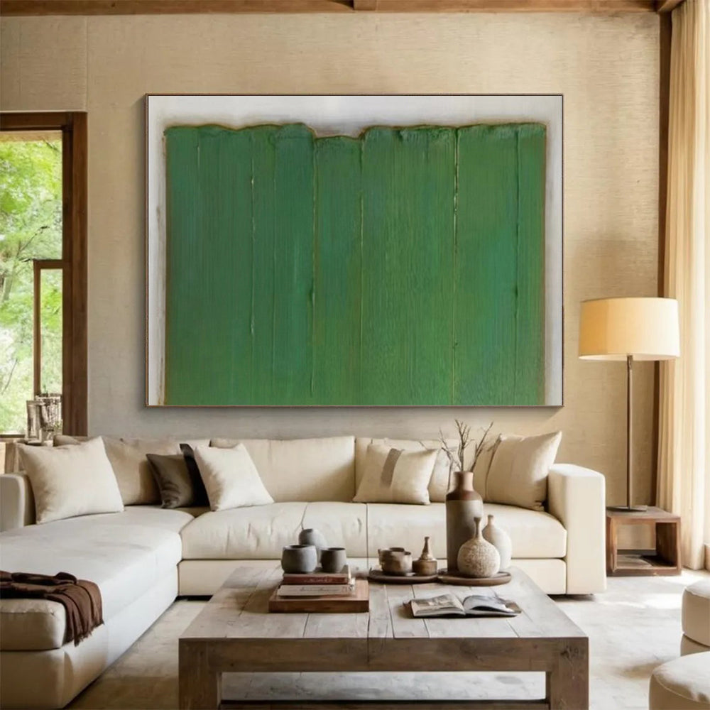 Handmade Art Green Textured Abstract, Minimalist Canvas Art HS349