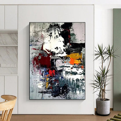 Hand-Painted Multicolor Gestural Abstract, Acrylic Modern Art Painting HS271