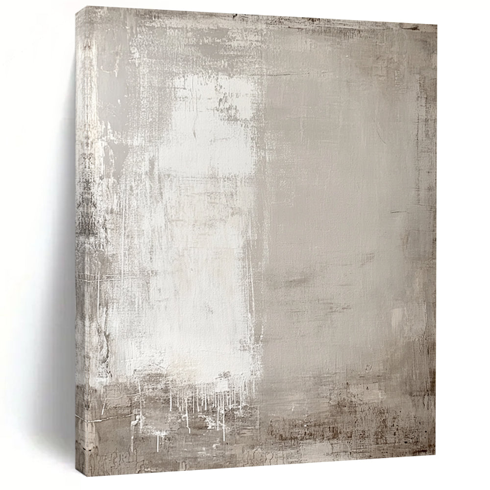 Hand Painted Art Neutral Gray and White Textured Minimalist Abstract Art HS183