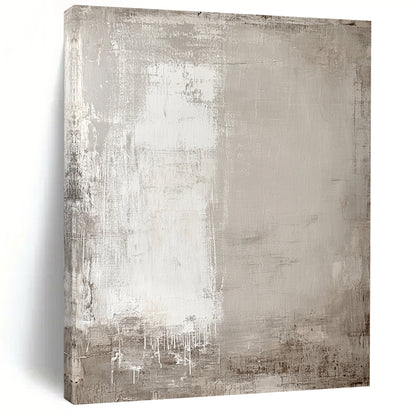 Hand Painted Art Neutral Gray and White Textured Minimalist Abstract Art HS183