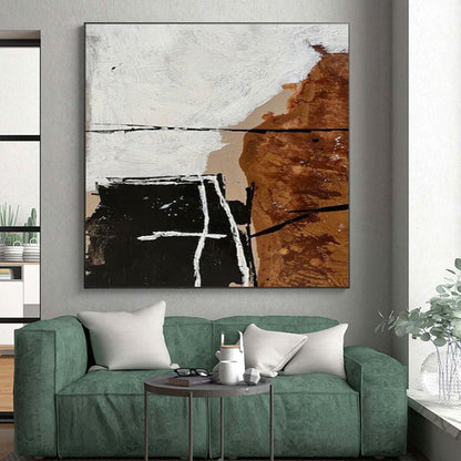 Cool Abstract Paintings Black, White, and Brown Geometric Abstract Art HS686