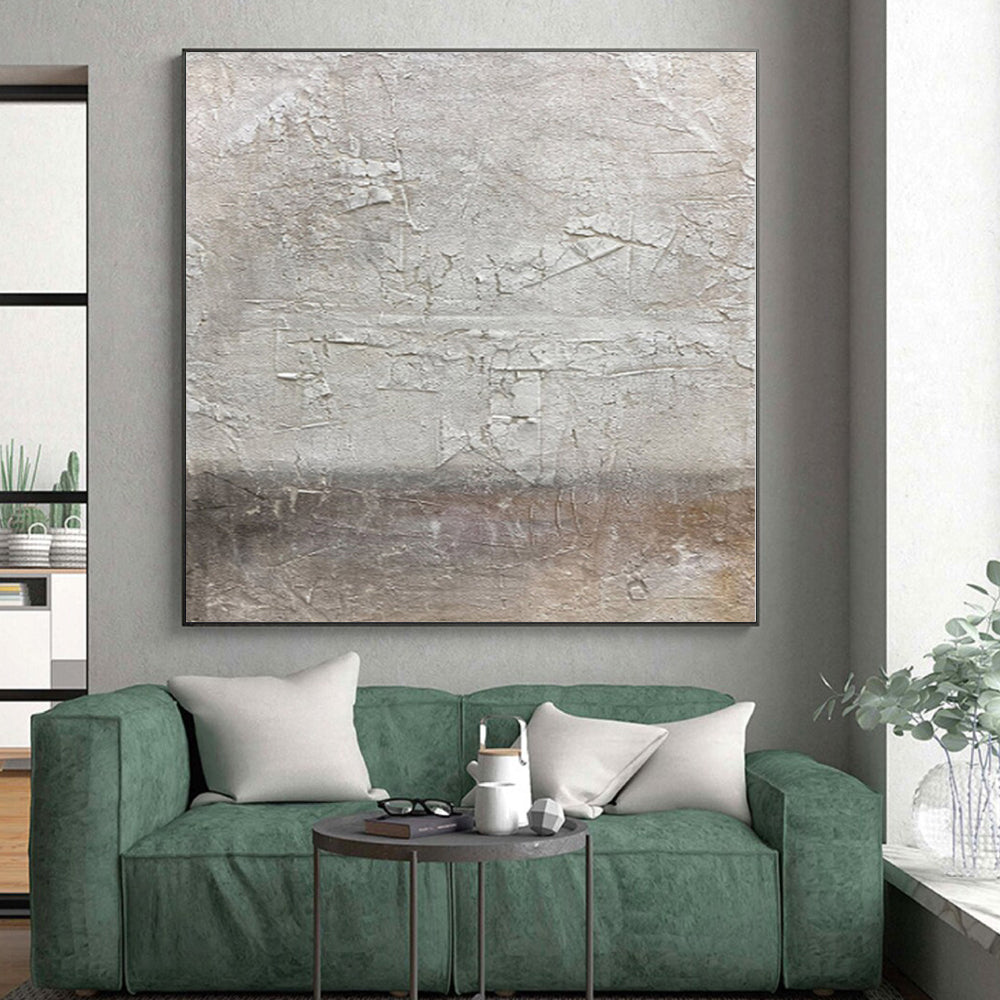 Unique Abstract Paintings Gray and Beige Abstract Textured Painting For Sale HS076