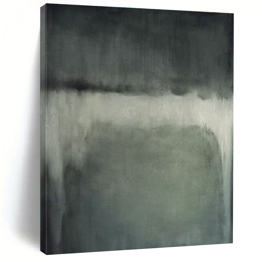 Hand-Painted Minimalist Canvas Art with Gray, Black, White Misty Textures - Acrylic Modern Art Painting HS531