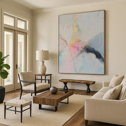 Handmade Art Pastel Tones with Gold Accents Abstract Art HS716