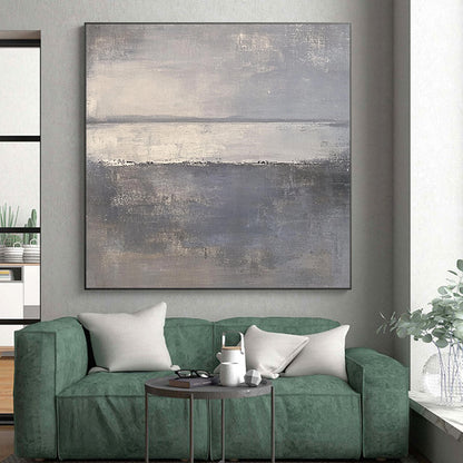 Hand Painted Art Gray Abstract Misty Landscape Painting For Sale HS113