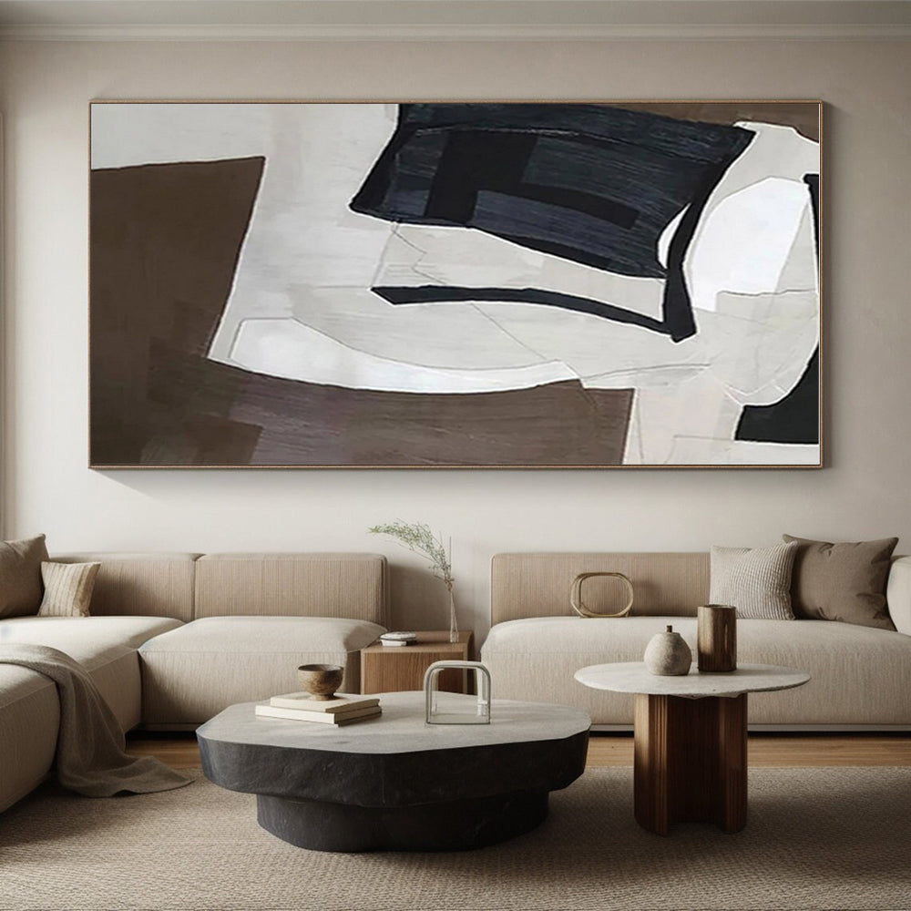 Minimalist Canvas Art with Gray, Black and White Colors, Abstract Rain Theme HS493