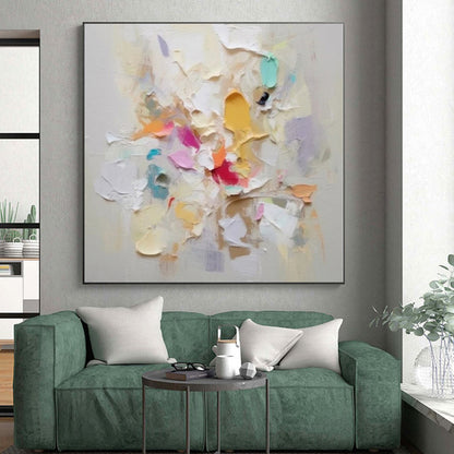 Hand-Painted Multicolor Thick Textured Abstract Painting For Sale HS006