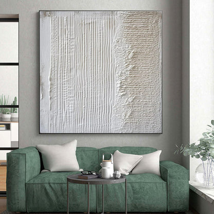 Minimalist Canvas Art White Textured Abstract Painting On Canvas HS789