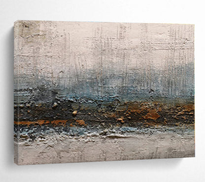 Big Size Gray, Brown and Blue Abstract Textured Landscape Painting WB095