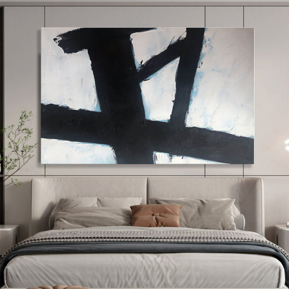 Big Size Black and White Abstract Bold Strokes Painting WB060