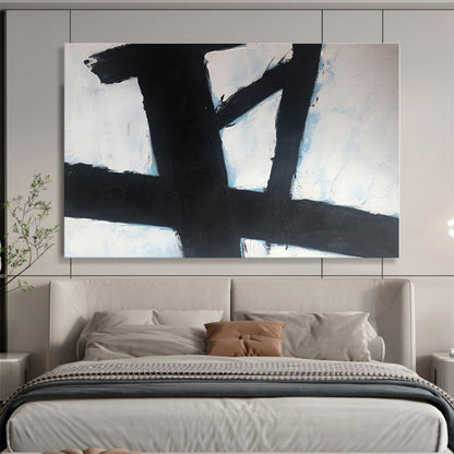 Big Size Black and White Abstract Bold Strokes Painting WB060