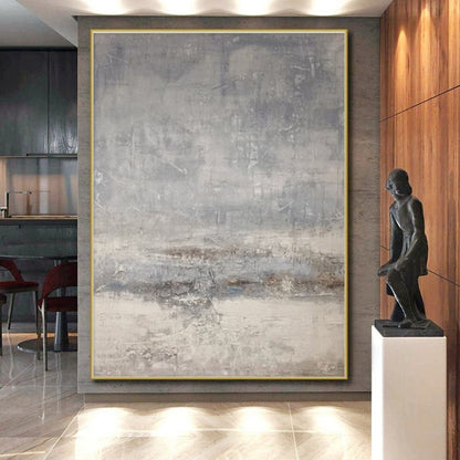 Unique Abstract Art Gray Textured Abstract, Large Contemporary Wall Art HS312