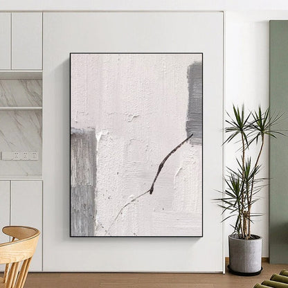Handmade Art Gray & White Textured Abstract, Minimalist Canvas Art HS265