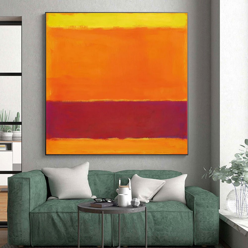 Acrylic Modern Art Paintings Orange and Red Abstract Color Field Painting For Sale HS102