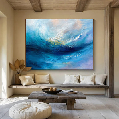 Large Size Blue and Purple Abstract Ocean Wave Painting WB071