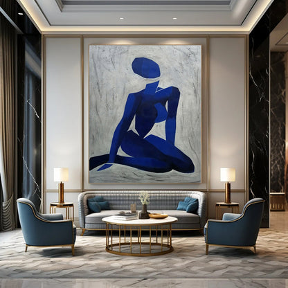 Blue, White Abstract Figurative Art For Bedroom and Art Studio WS426