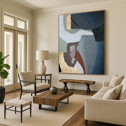 Unique Abstract Art Multicolor Geometric Abstract, Large Contemporary Wall Art HS424