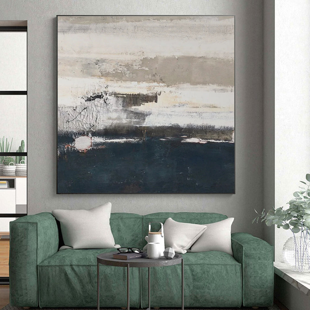 Unique Abstract Art Gray & Black Textured Abstract, Large Contemporary Wall Art HS322