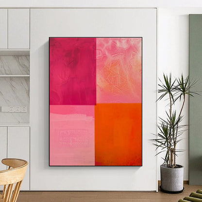 Cool Abstract Paintings Pink, Orange, and Red Geometric Abstract Painting On Canvas HS787