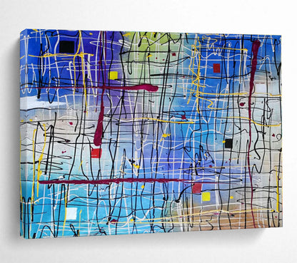 Oversized Canvas Art Multicolor Abstract Expressionist Painting WB150