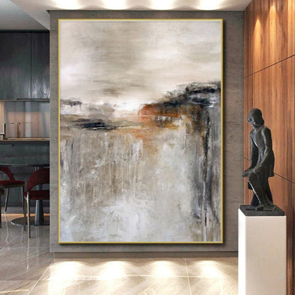 Large Contemporary Wall Art Neutral Tones Textured Abstract Landscape HS695