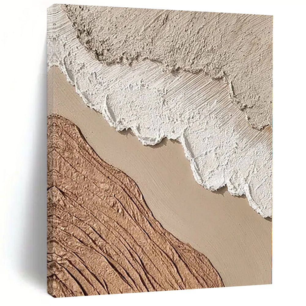 Hand-Painted Beige, Brown, and White Textured Layered Abstract Painting For Sale HS024