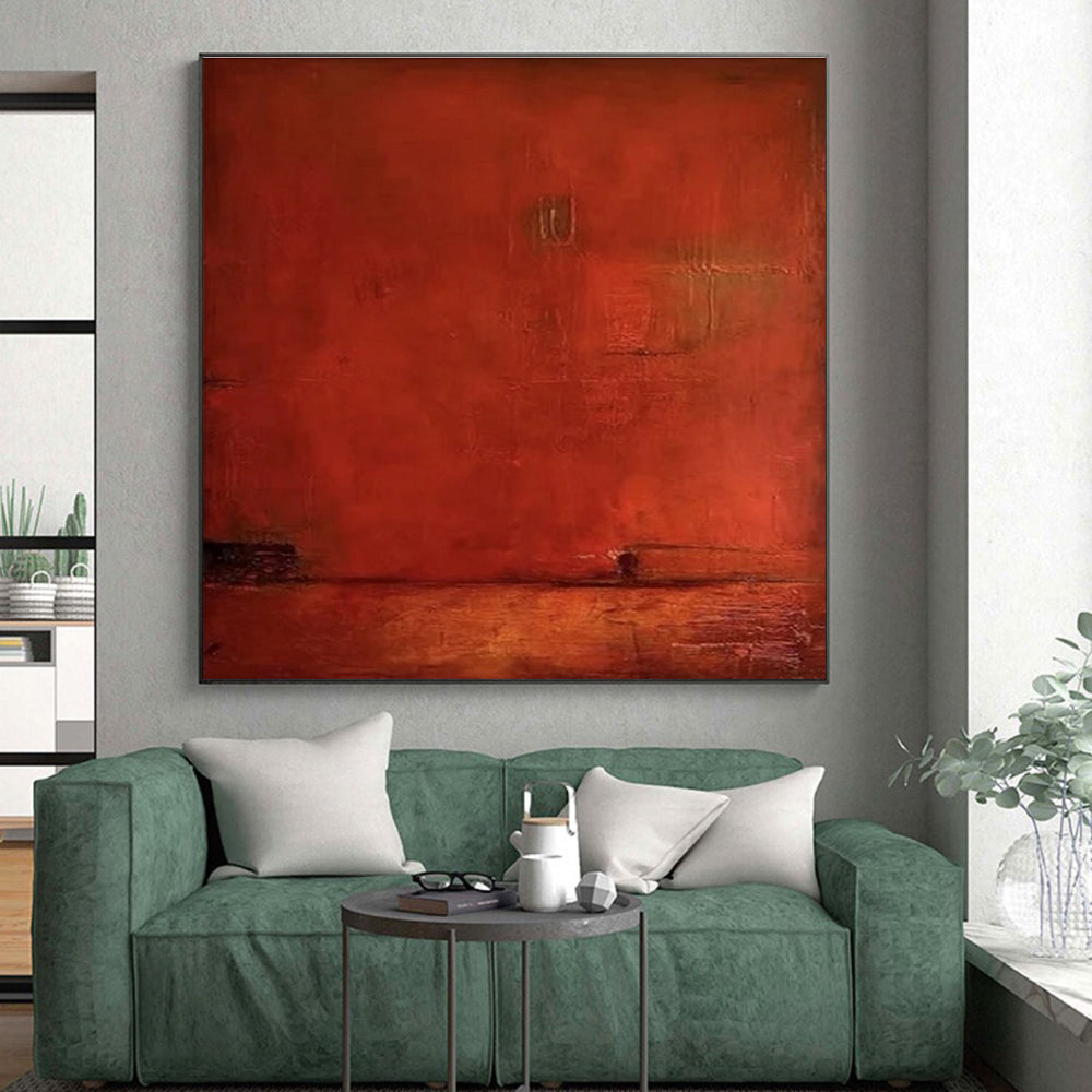 Hand-Painted Rich Red Textured Abstract Art, Large Size Acrylic Modern Art Paintings HS545