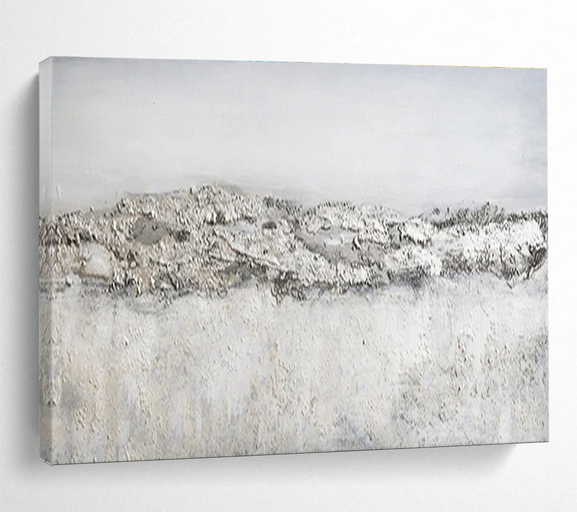 Big Size Gray and White Textured Abstract Art WB229