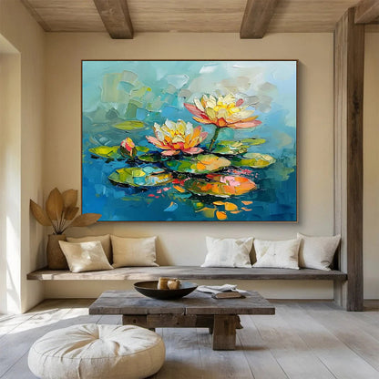 Big Size Multicolor Abstract Water Lily Painting WB205