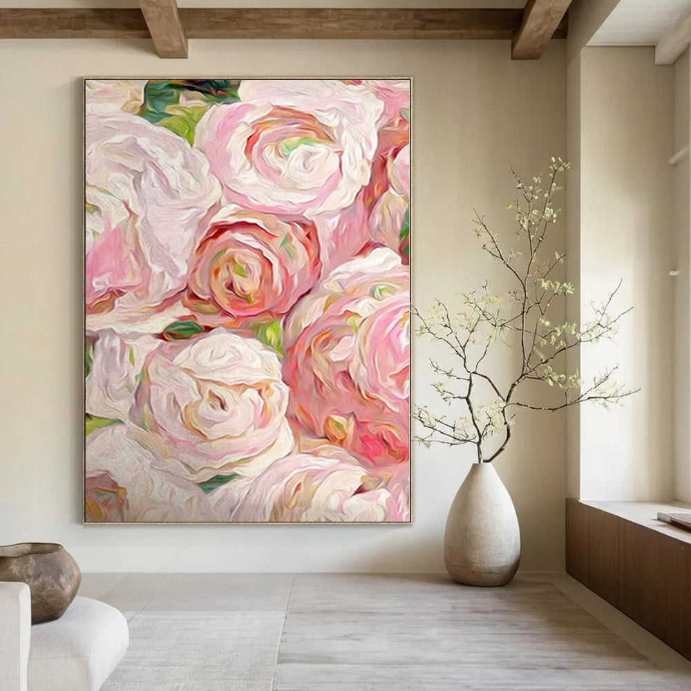 Pink, White Abstract Floral Art For Bedroom and Dining Room WS419