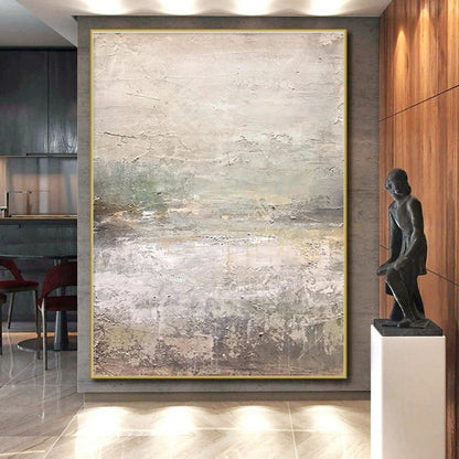 Hand Painted Art Beige & Gray Textured Abstract, Acrylic Modern Art Paintings HS315