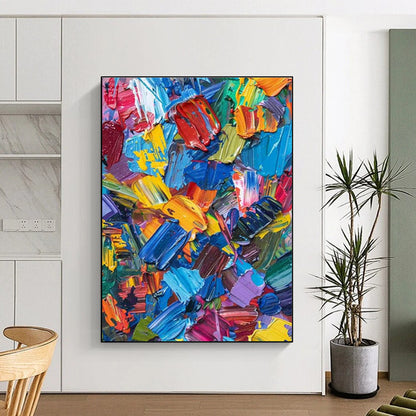 Unique Abstract Art Multicolor Impasto Abstract, Large Contemporary Wall Art HS363