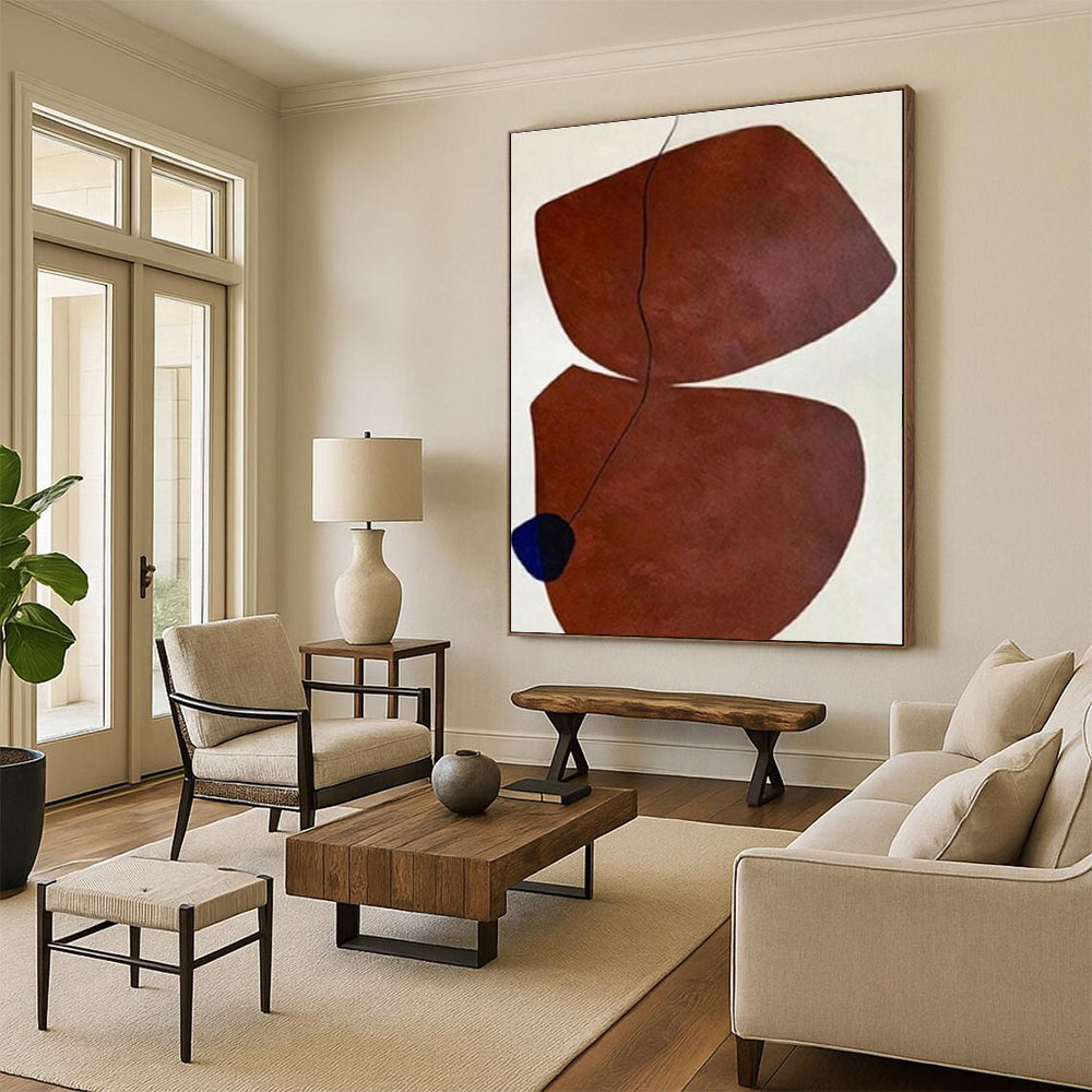 Unique Abstract Art Brown and Blue Organic Abstract Art HS689